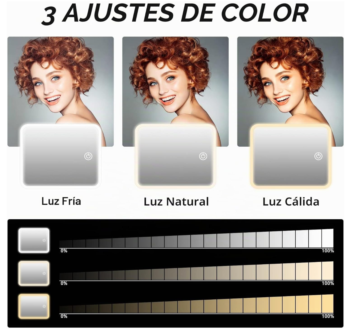 neceser de maquillaje para viaje con espejo y luz LED